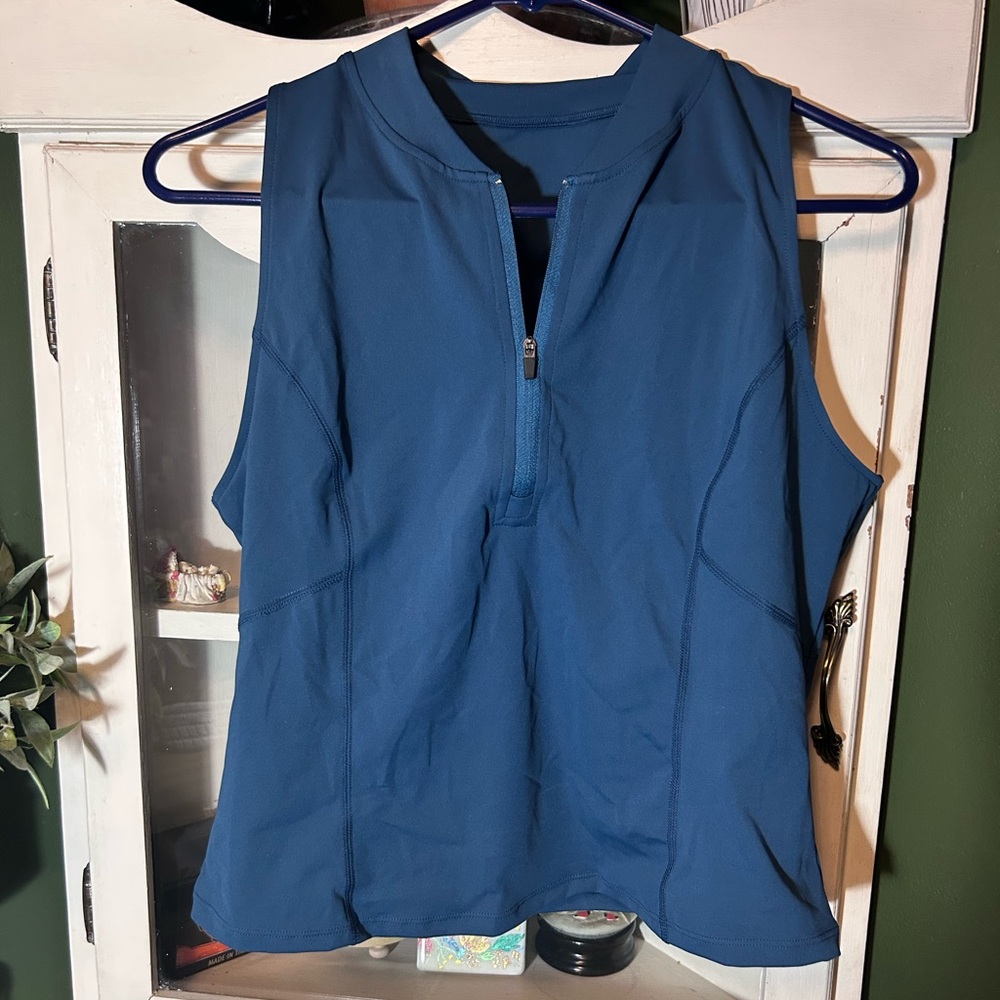 HALARA Teal Sleeveless Zip-Up Top
